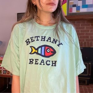 Y2K Comfort Colors Bethany Beach Rainbow Fish Neon Oversized Baggy Unise…
